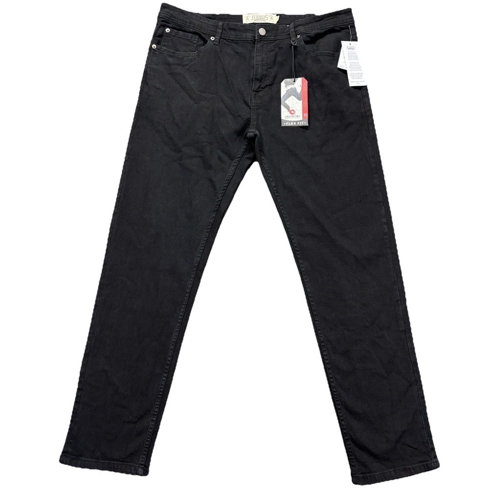 Akademiks Jeans Mens 38x30 Black Straight Leg Flex Fit Stretch Streetwear NEW